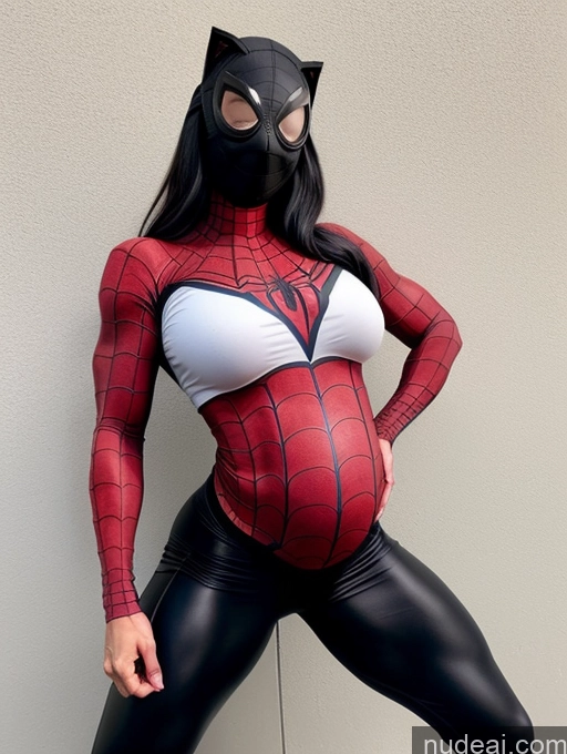 ai nude image of araffe dressed in a spider - man costume poses for a picture pics of Bodybuilder Several Perfect Boobs Perfect Body Powering Up Spider-Gwen Black Cat Pregnant