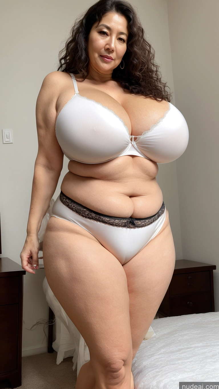 ai nude image of araffe woman in a white bra and panties posing for a picture pics of Milf Busty Big Hips Big Ass Pubic Hair Fairer Skin Korean Black Hair Curly Hair 60s Panties Perfect Boobs Huge Boobs