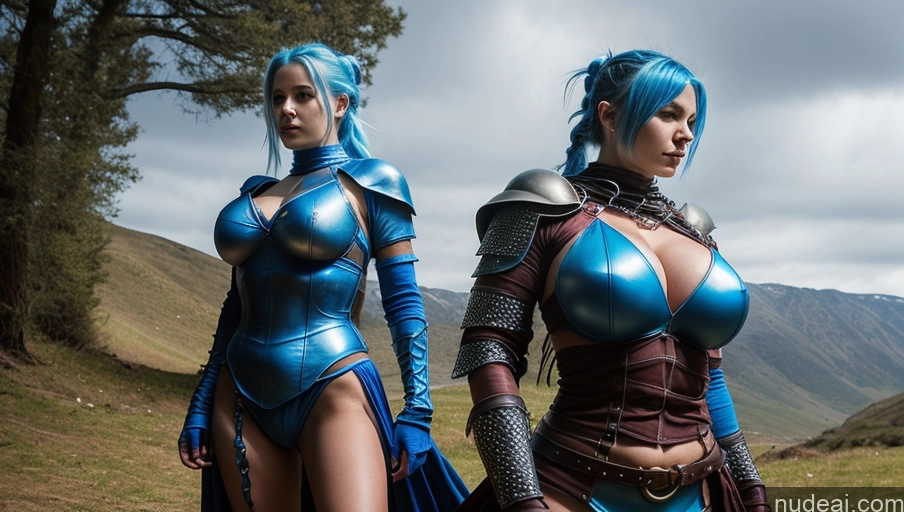 related ai porn images free for Woman Huge Boobs 18 Blue Hair Ponytail Two Fantasy Armor