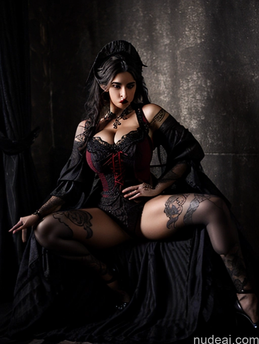 Model One Huge Boobs Perfect Boobs Busty Muscular Big Ass Abs Big Hips 18 Seductive Sexy Face Black Hair Arabic Stylish Modern Victorian Fashion Dress Ghotic Style V1 Vampire Victorian Stockholm Tattoos Dark Lighting