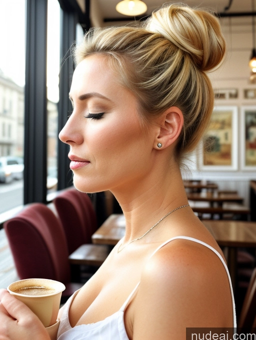 related ai porn images free for Woman One Small Tits Blonde French 50s Hair Bun Side View Shocked Cafe Watercolor Sleeping 90s