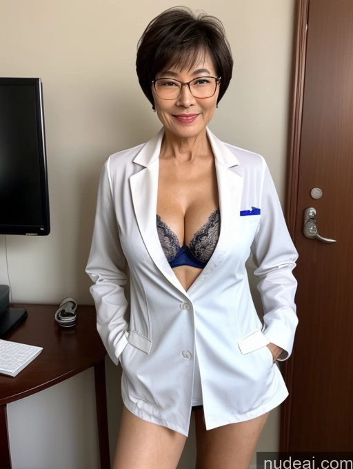 related ai porn images free for Milf Two Perfect Boobs Beautiful Glasses Perfect Body 70s Sexy Face Short Hair Chinese Bra Doctor Suit Stylish Cleavage Partially Nude Detailed Lab Coat