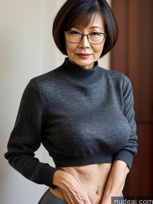 related ai porn images free for Milf Two Small Tits Beautiful Glasses Perfect Body Short Hair 70s Chinese Side View Bra Casual Professor Sweater Cleavage Dark Lighting Detailed Sexy Face