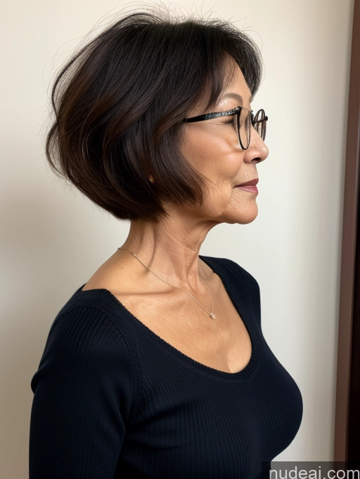 related ai porn images free for Milf Two Small Tits Beautiful Glasses Perfect Body Short Hair 70s Chinese Side View Bra Casual Professor Sweater Cleavage Dark Lighting Detailed Sexy Face