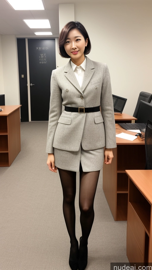 ai nude image of there is a woman in a business suit standing in an office pics of One Perfect Body Long Legs Short Bobcut Korean Front View 30s Model Professor