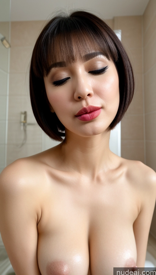 ai nude image of arafed asian woman with big breast showing her big tits pics of Beautiful Skinny Brunette Short Hair Korean Lipstick Teacher Busty Pubic Hair Small Tits Nude Surrealist Orgasm 40s Short Fairer Skin Oiled Body Spreading Legs Bathroom Pouting Lips Ahegao