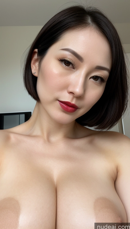 related ai porn images free for Woman One Lipstick Black Hair Close-up View Fairer Skin 30s Japanese Huge Boobs Beautiful Bobcut Detailed Simple