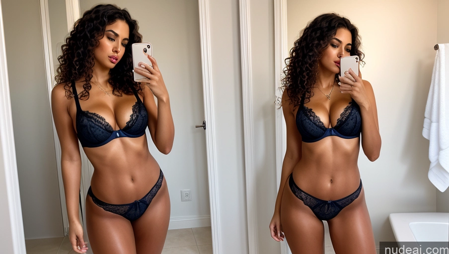 related ai porn images free for Lingerie Model One Perfect Boobs Big Ass Perfect Body Big Hips Tanned Skin 30s Sexy Face Pouting Lips Curly Hair Mirror Selfie Bathroom Front View Thong Bright Lighting