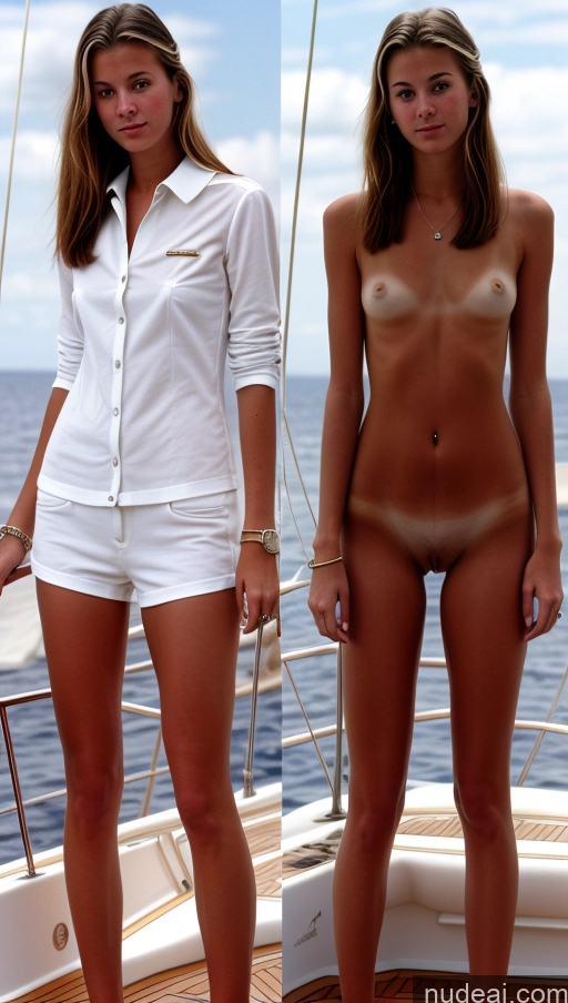 ai nude image of two women standing on a boat in white outfits pics of Detailed 18 70s Skinny Casual Onoff VS-Tanliner Yacht