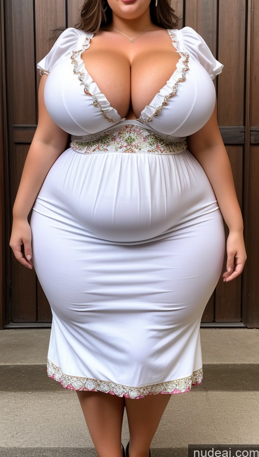 ai nude image of araffe woman in a white dress posing for a picture pics of Huge Boobs Perfect Boobs Big Ass Big Hips Perfect Body White Dirndl Thick Chubby