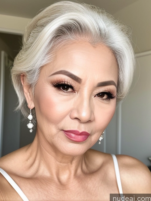 related ai porn images free for Milf Beautiful Pouting Lips Sexy Face 60s Asian White Hair Hair Bun Wedding