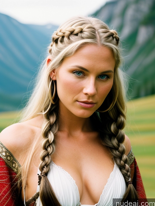 related ai porn images free for Woman Perfect Body 30s White Hair Braided Scandinavian Film Photo Front View Viking One Perfect Boobs