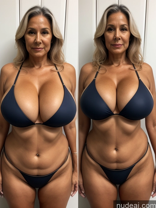 ai nude image of arafed woman with a very large breast before and after a body lift pics of Milf One Busty Huge Boobs Tanned Skin Brazilian Front View Microkini Thong Lab Coat Professor 80s