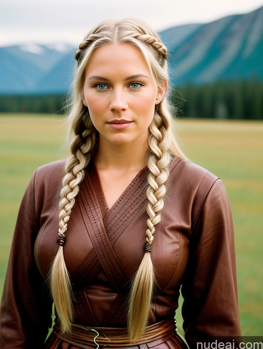 related ai porn images free for Woman Perfect Body 30s White Hair Braided Scandinavian Film Photo Front View Viking One Perfect Boobs