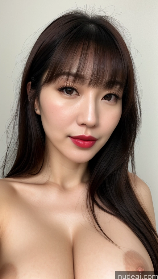 related ai porn images free for Woman One Huge Boobs Beautiful Lipstick Fairer Skin 30s Black Hair Close-up View Simple Detailed Bangs Korean