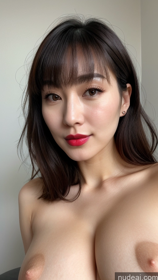 related ai porn images free for Woman One Huge Boobs Beautiful Lipstick Fairer Skin 30s Black Hair Close-up View Simple Detailed Bangs Korean