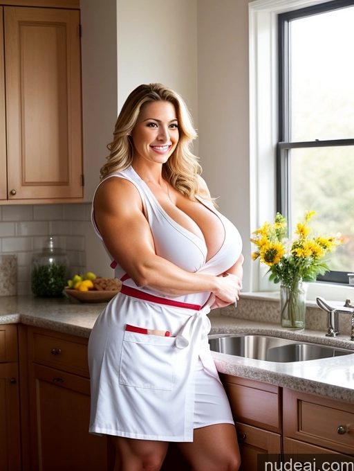 related ai porn images free for Busty Huge Boobs Beautiful Muscular Big Ass Thick Chubby Happy Apron Bathrobe Bright Lighting British Slicked Blonde Cleavage 50s Bodybuilder