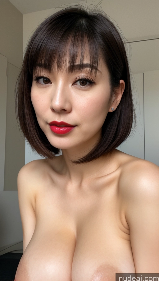 related ai porn images free for Woman One Huge Boobs Beautiful Lipstick Fairer Skin 30s Black Hair Bobcut Japanese Close-up View Simple Detailed