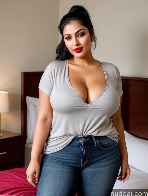 related ai porn images free for Woman One Perfect Boobs Beautiful Lipstick Big Ass Chubby Long Legs Perfect Body 30s Seductive Happy Pouting Lips Black Hair Ponytail Indian Bedroom Front View Shirt Cleavage Jeans