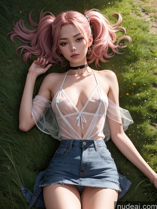 related ai porn images free for Lingerie Model One Small Tits Beautiful Small Ass Skinny Short Tall 18 Pigtails Japanese Meadow Front View On Back Blouse Choker Kilt Mini Skirt Partially Nude Transparent Pink Hair Dark Lighting