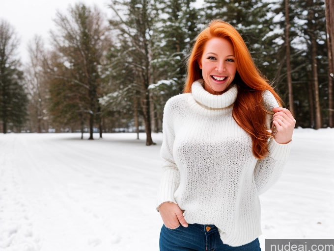 related ai porn images free for One Fairer Skin 40s Happy Long Hair Front View Jeans Boots Perfect Boobs Model Swedish Ginger Snow Sweater