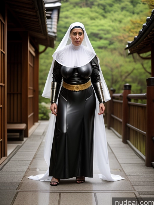 Busty Perfect Boobs Perfect Body Oiled Body Big Hips Sexy Face White Hair Bobcut Japanese Onsen Nun Khorne Cleavage Jewelry 30s Sci-fi Armor Transparent