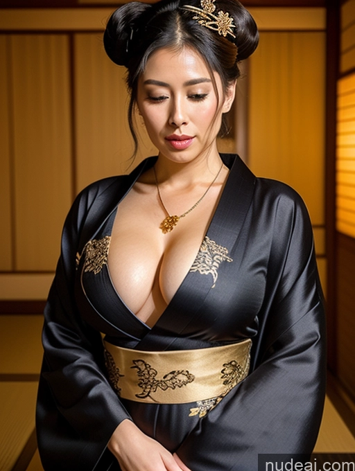 ai nude image of there is a woman in a kimono dress posing for a picture pics of Busty Perfect Boobs Perfect Body Big Hips Cleavage Jewelry Ponytail China Dress Of Kisaki (Blue Archive) Pearl Jewelry Gold Jewelry Black Hair Kimono Fairer Skin 40s Transparent Geisha Onsen Orgasm Indian