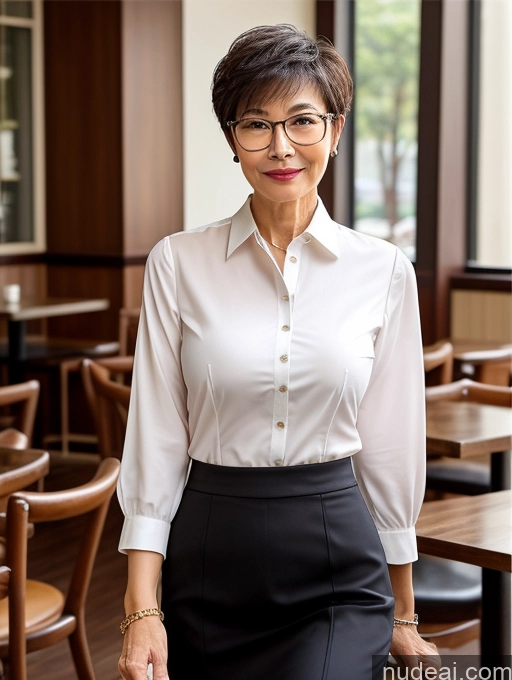 related ai porn images free for Milf Perfect Boobs Perfect Body Beautiful Glasses Short Hair Chinese Cafe Blouse Bra Casual Professor Secretary Shirt Stylish Suit Detailed Cleavage 60s