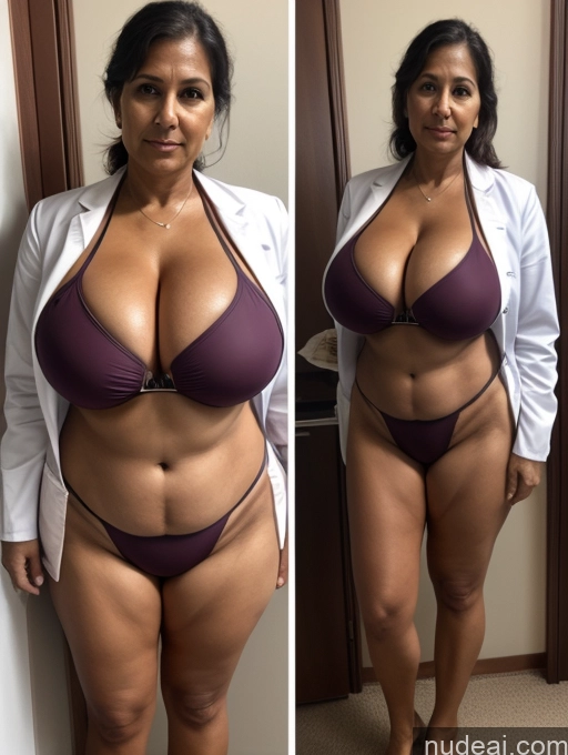 related ai porn images free for Milf One Busty Huge Boobs Tanned Skin Front View Thong Microkini Doctor Lab Coat Indian 70s