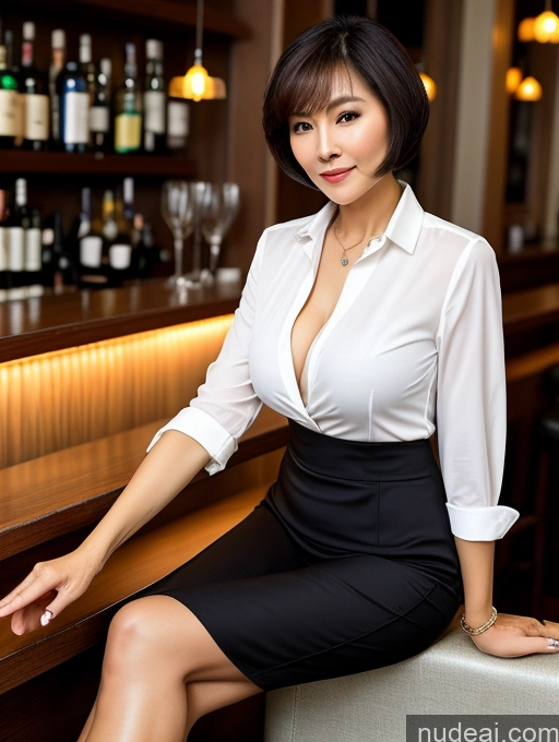 related ai porn images free for Milf Beautiful Short Hair 70s Bar High Heels Shirt Stylish Dark Lighting Sexy Face Blouse Tunic Chinese Cleavage Detailed Bra Suit