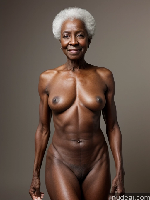 ai nude image of arafed woman with a white hair and a shaved face posing for a picture pics of Skinny Abs Dark Skin 80s Black Skin Detail (beta) Detailed