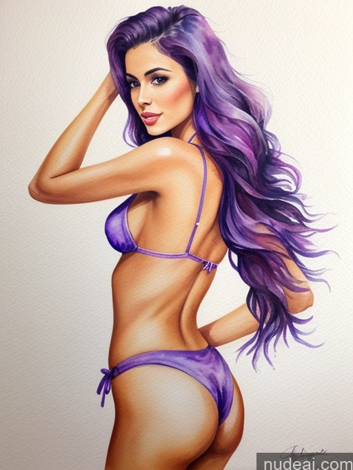 related ai porn images free for Skinny Small Ass Small Tits White Front View Short Long Hair Miss Universe Model 20s Purple Hair Watercolor Bikini