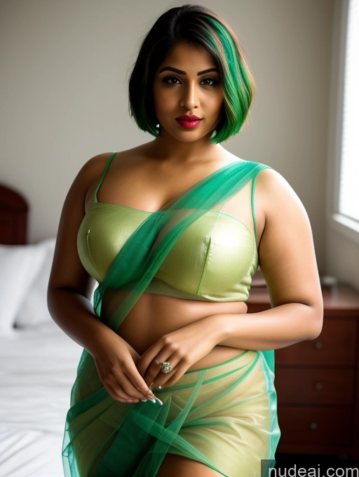 related ai porn images free for Woman Seductive Sexy Face Big Ass Thick Short Hair Indian Transparent Bright Lighting Perfect Body 20s Green Hair Lipstick Sari Bedroom Close-up View