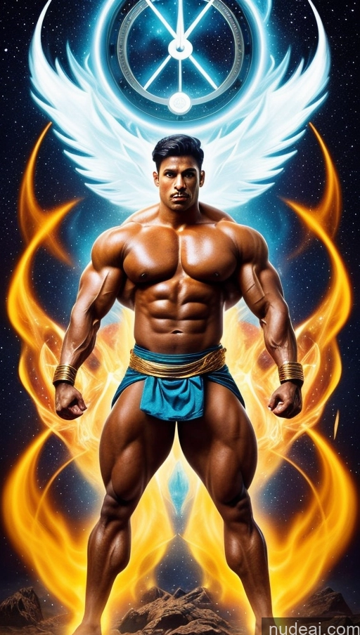 ai nude image of a man with wings standing in front of a star pics of Sari Several Powering Up Surrealist Busty Muscular Abs Bodybuilder Captain Planet