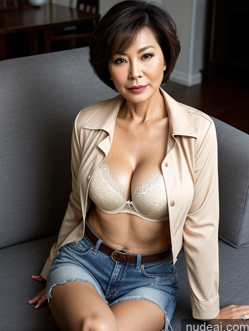 related ai porn images free for Milf Two Busty Perfect Boobs Beautiful Perfect Body Short Hair 60s Chinese Couch Blouse Bra Casual Jacket Jeans Cleavage Dark Lighting Detailed Sexy Face