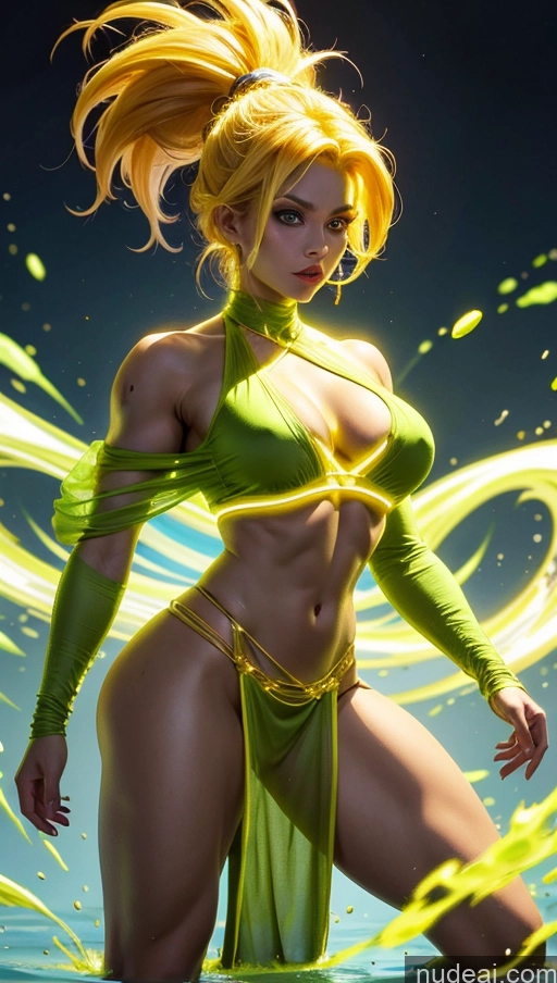 related ai porn images free for Sari Several Powering Up Surrealist Busty Muscular Abs Bodybuilder Super Saiyan 3 Neon Lights Clothes: Yellow