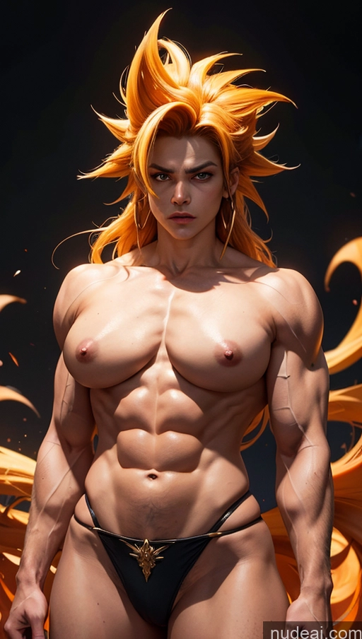 related ai porn images free for Sari Several Powering Up Surrealist Busty Muscular Abs Bodybuilder Super Saiyan 4