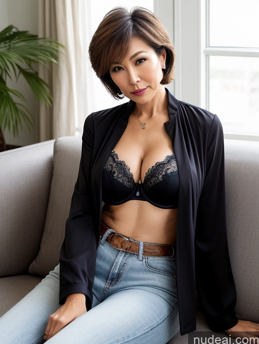 related ai porn images free for Milf Two Busty Perfect Boobs Beautiful Perfect Body Short Hair 60s Chinese Couch Blouse Bra Casual Jacket Jeans Cleavage Dark Lighting Detailed Sexy Face