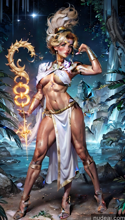 related ai porn images free for Sari Several Powering Up Surrealist Dynamic View Busty Muscular Abs Menstoga, White Robes, In White And Gold Costumem, Gold Headpiece, Gold Belt, Gold Chain Woman Captain Marvel