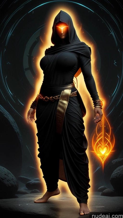 ai nude image of a close up of a person in a black outfit holding a glowing lantern pics of Sari Several Powering Up Surrealist Dynamic View Abs Muscular Busty Bodybuilder Cultist Hood