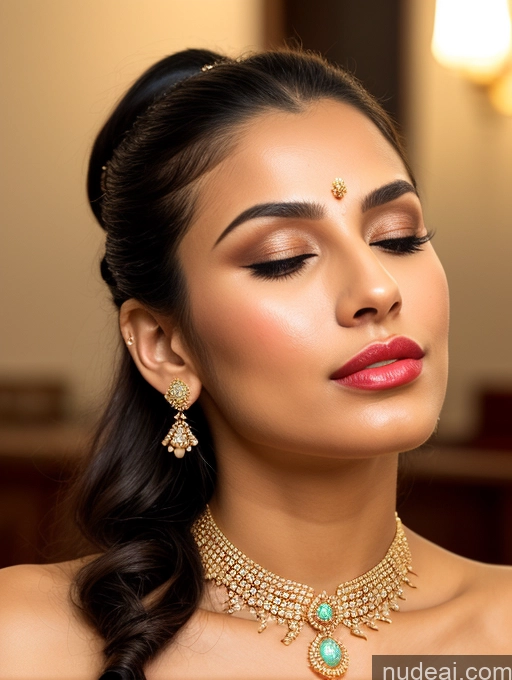 ai nude image of araffe woman with a necklace and earrings on her neck pics of Woman Beautiful Lipstick Oiled Body 18 Orgasm Pouting Lips Black Hair Ponytail Indian 3d Traditional Wedding Diamond Jewelry Gold Jewelry Jewelry Pearl Jewelry Bright Lighting Sexy Face Sari Angel