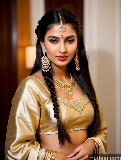 ai nude image of araffe woman in a gold outfit posing for a picture pics of Beautiful Lipstick Oiled Body 18 Pouting Lips Black Hair Indian Traditional Wedding Diamond Jewelry Gold Jewelry Jewelry Pearl Jewelry Bright Lighting Sexy Face Sari Angel Vintage Miss Universe Model Braided Casual