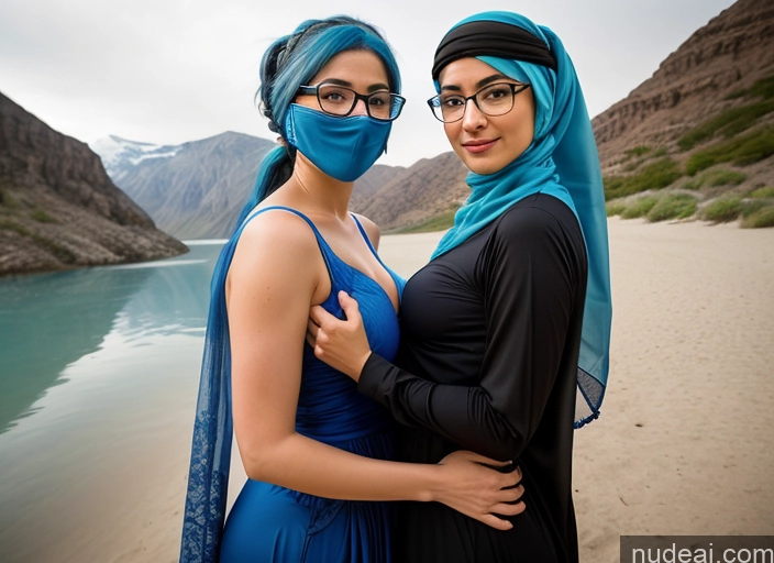 related ai porn images free for Two Woman Glasses Blue Hair 30s Ponytail Small Tits Niqab