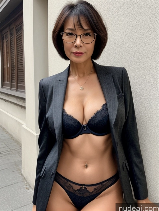 related ai porn images free for Milf Perfect Boobs Perfect Body Beautiful Glasses 60s Sexy Face Short Hair Chinese Suit Stylish Jacket Bra Casual Cleavage Partially Nude Dark Lighting Detailed