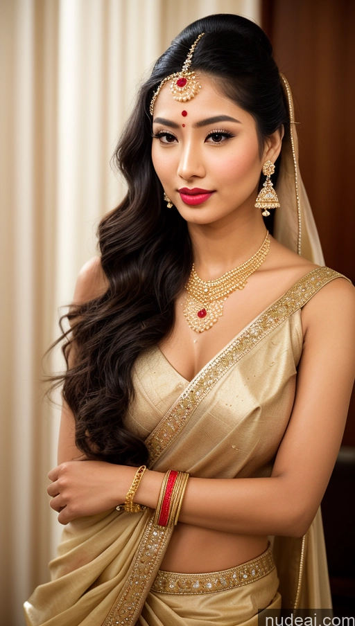 ai nude image of arafed woman in a gold sari with a red necklace and earrings pics of Beautiful Lipstick Oiled Body 18 Pouting Lips Ponytail Vintage Angel Sari Traditional Wedding Diamond Jewelry Gold Jewelry Jewelry Pearl Jewelry Bright Lighting Sexy Face Orgasm Japanese