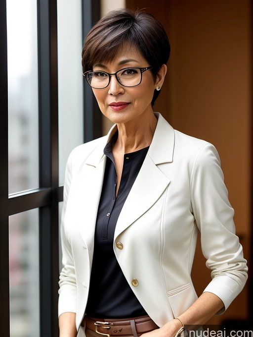 related ai porn images free for Milf Perfect Boobs Perfect Body Beautiful Glasses 60s Sexy Face Short Hair Japanese Blouse Jacket Bra Casual Stylish Suit Secretary Professor Dark Lighting Detailed