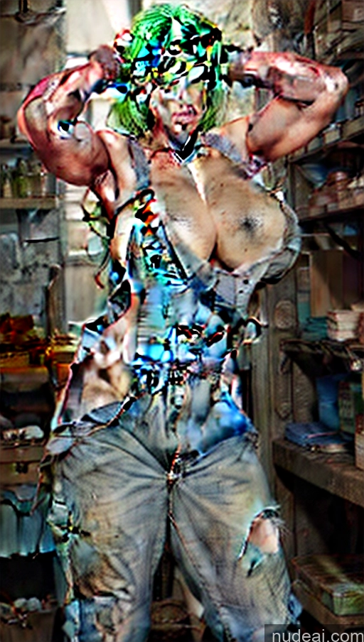 ai nude image of arafed woman in a store with a green wig and green hair pics of Huge Boobs Perfect Boobs Muscular Perfect Body Tanned Skin Sexy Face Blonde Art By Boris Vallejo Boris Vallejo Art Style Cleavage Mechanicoveralls, Naked Overalls, Gloves, Goggles On Head, Baseball Cap, Backwards Hat,