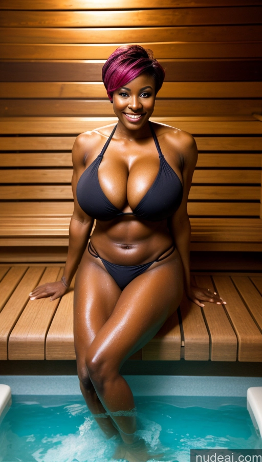 related ai porn images free for Busty Huge Boobs Beautiful Muscular Abs Tall Dark Skin 40s Laughing Pixie Front View Detailed Dark Lighting Bikini One Milf Sauna Oiled Body Nigerian Pink Hair Jumping