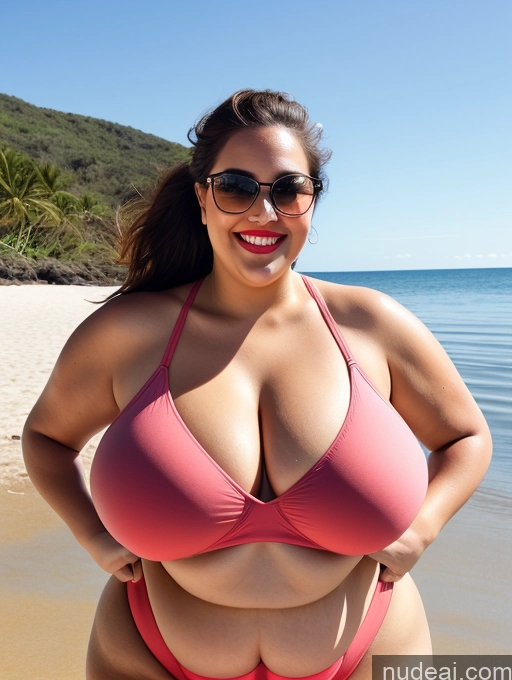 related ai porn images free for Woman One Huge Boobs Busty Lipstick Sunglasses Big Ass Chubby Thick Fat Big Hips 20s Happy Brunette Ponytail White Beach Crop Top