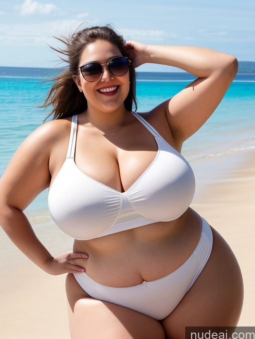 related ai porn images free for Woman One Huge Boobs Busty Lipstick Sunglasses Big Ass Chubby Thick Fat Big Hips 20s Happy Brunette Ponytail White Beach Crop Top